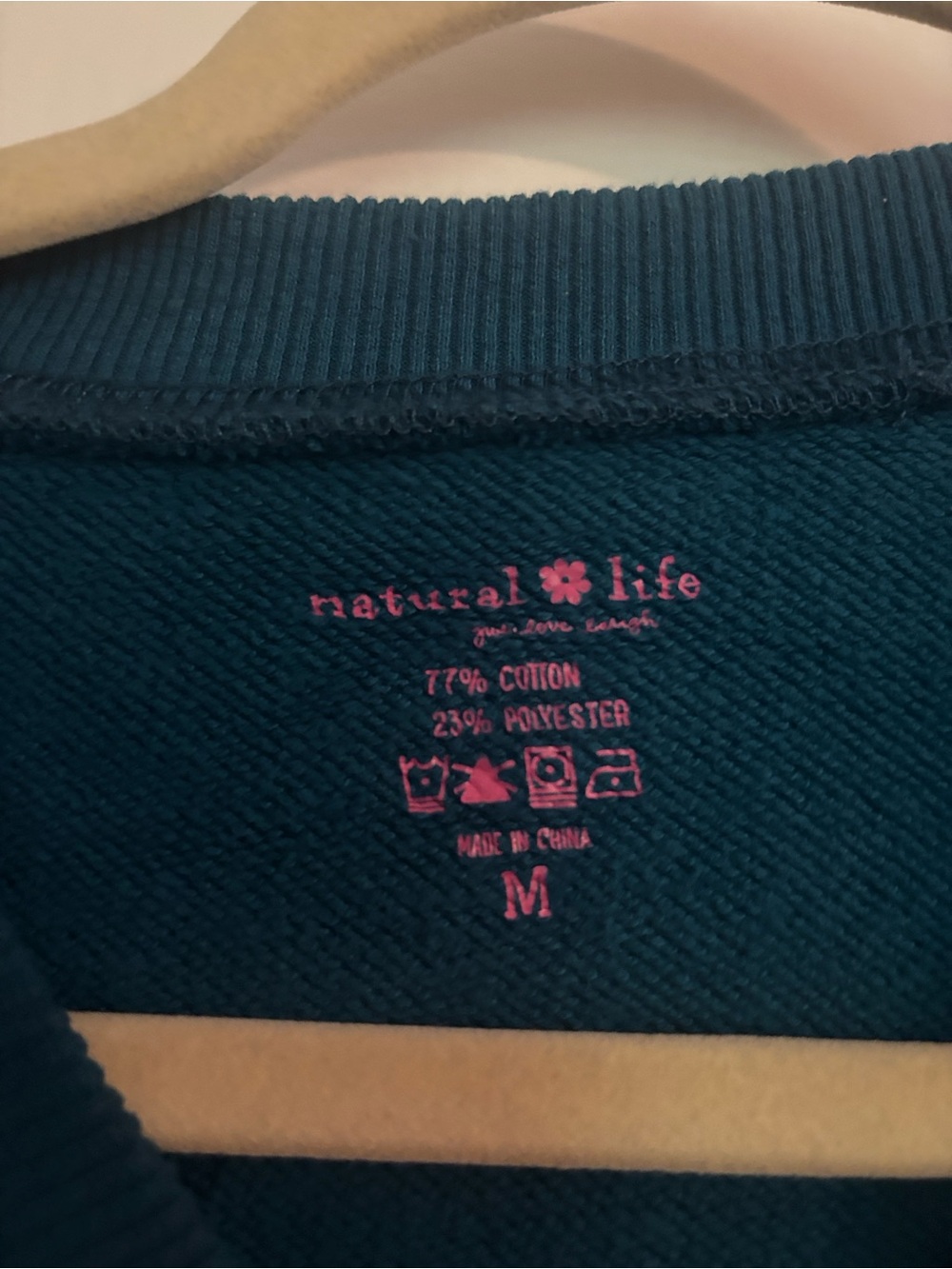 Natural Life Loved Heart Patch Teal Crewneck Sweater - Picture 4 of 6